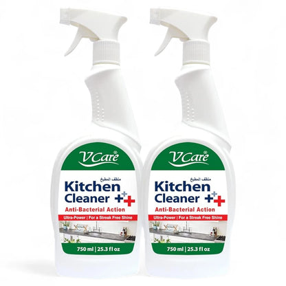 V Care Kitchen Cleaner Trigger Spray – Anti-Bacterial, Safe & Powerful, 750ml (Pack of 2) | Sparkling Clean Surfaces, Disinfects & Sanitizes Quickly