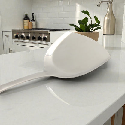 Premium Stainless Steel Kitchen Turner Spatula with Wood-Style Ergonomic Handle – Heavy Duty Cooking & Frying Turner for Pancakes, Eggs, Fish, Burgers & Everyday Use (3H x 10W x 36L CM) - Damoo