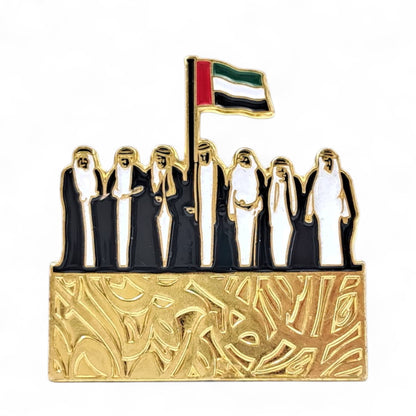 UAE Founding Fathers Magnetic Badge – National Flag Enamel Design – Gold Commemorative Lapel Magnet (H3.5cm x W4cm) - Damoo