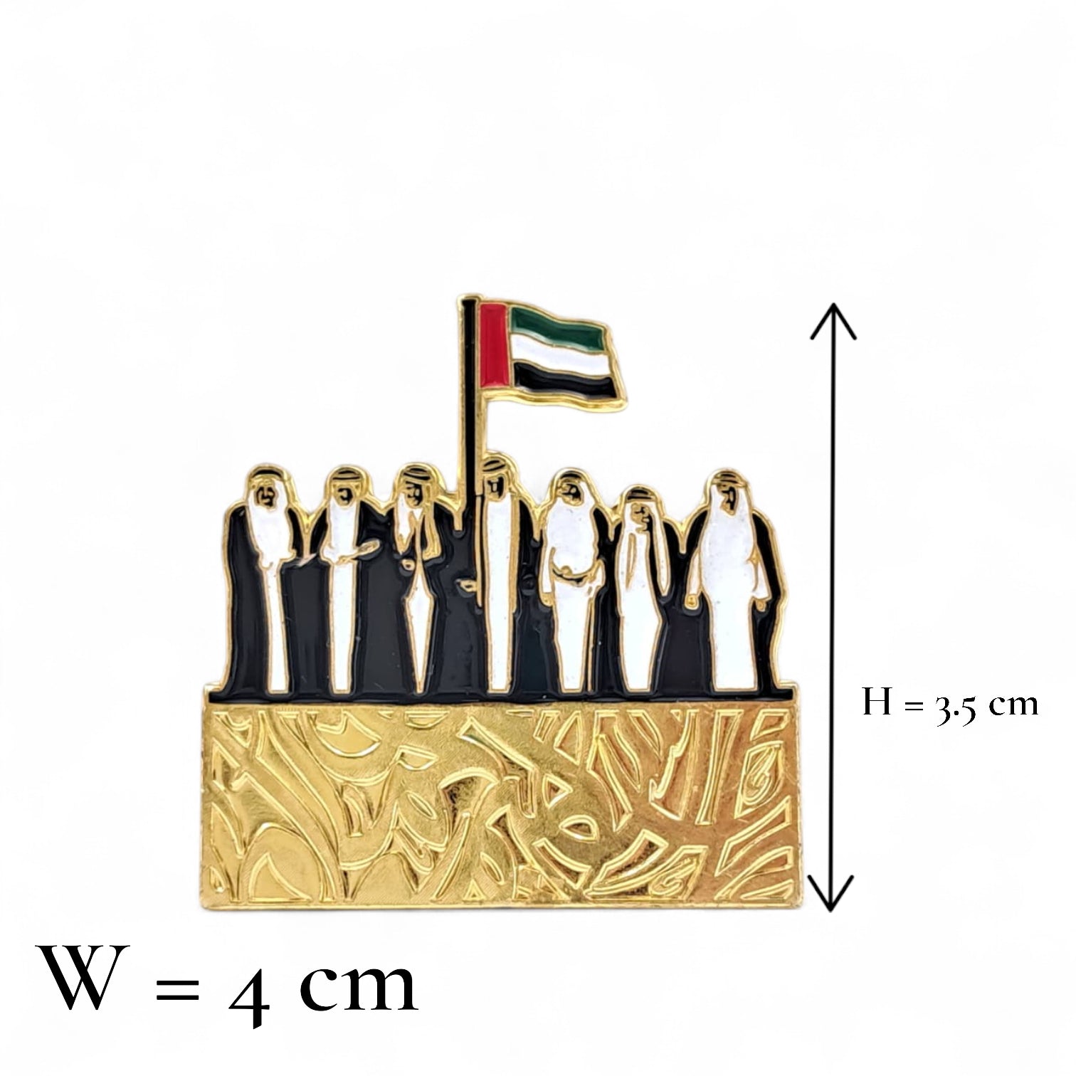 UAE Founding Fathers Magnetic Badge – National Flag Enamel Design – Gold Commemorative Lapel Magnet (H3.5cm x W4cm) - Damoo