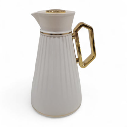 Germax Vacuum Flask Set – Soft white & Gold| Elegant Dual Flask Set for Coffee & Tea 1.0L | Premium Insulated Design for Long-Lasting Heat Retention - Damoo
