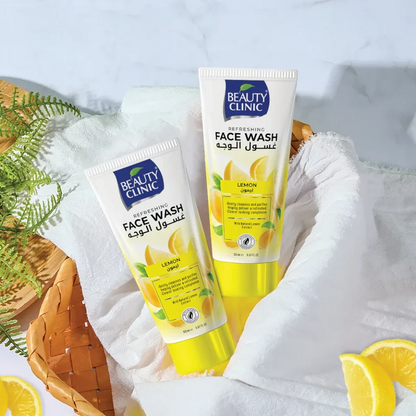 Beauty Clinic Lemon Face Wash – Brightening Cleanser with Vitamin C & Natural Lemon Extract for Radiant, Even Skin Tone, Oil Control & Daily Purification – Suitable for All Skin Types – 150ml Tube - Damoo