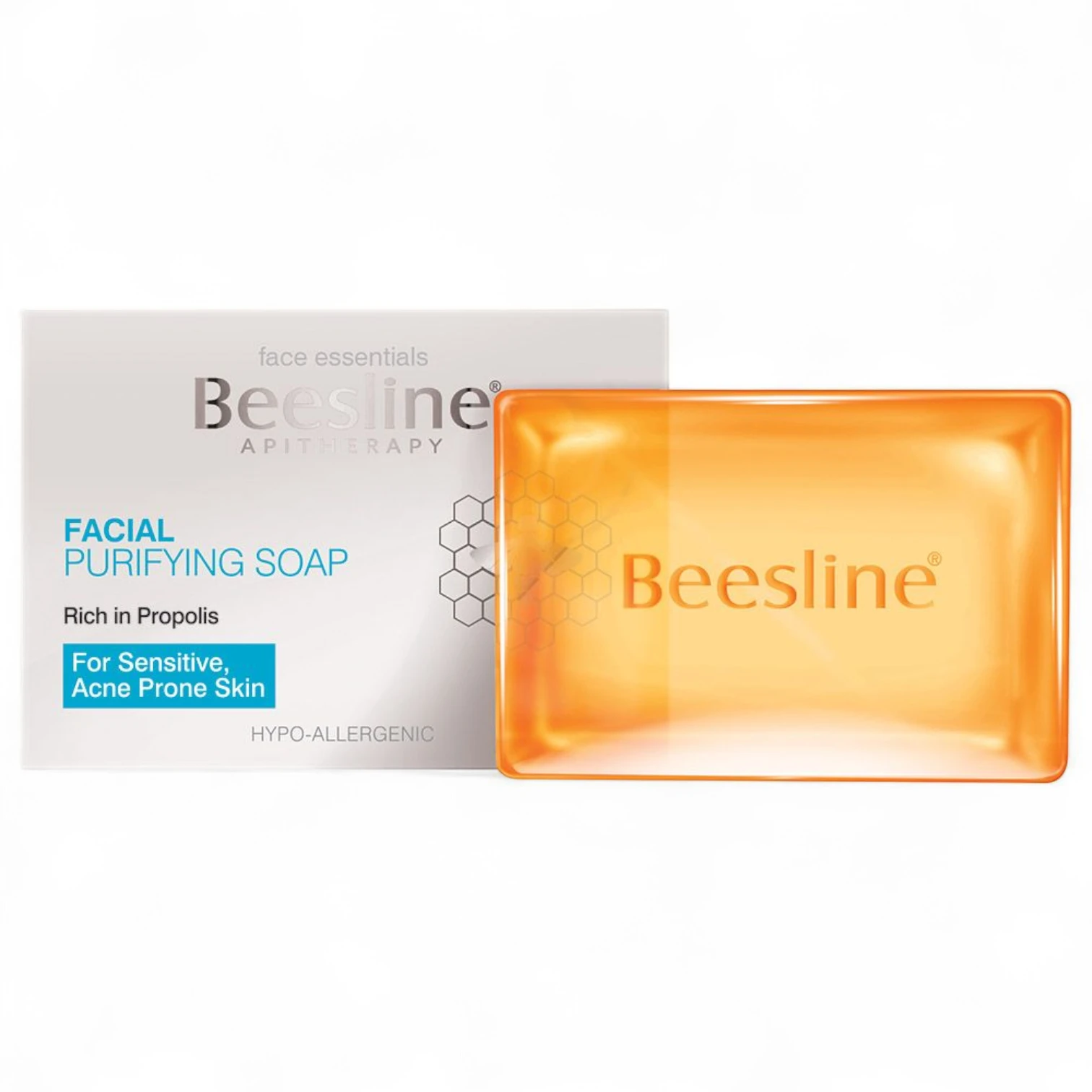 Beesline Facial Purifying Soap with Propolis & Activated Charcoal 85g – Deep Cleansing for Sensitive & Acne-Prone Skin – Hydrating & Balancing Formula - Damoo