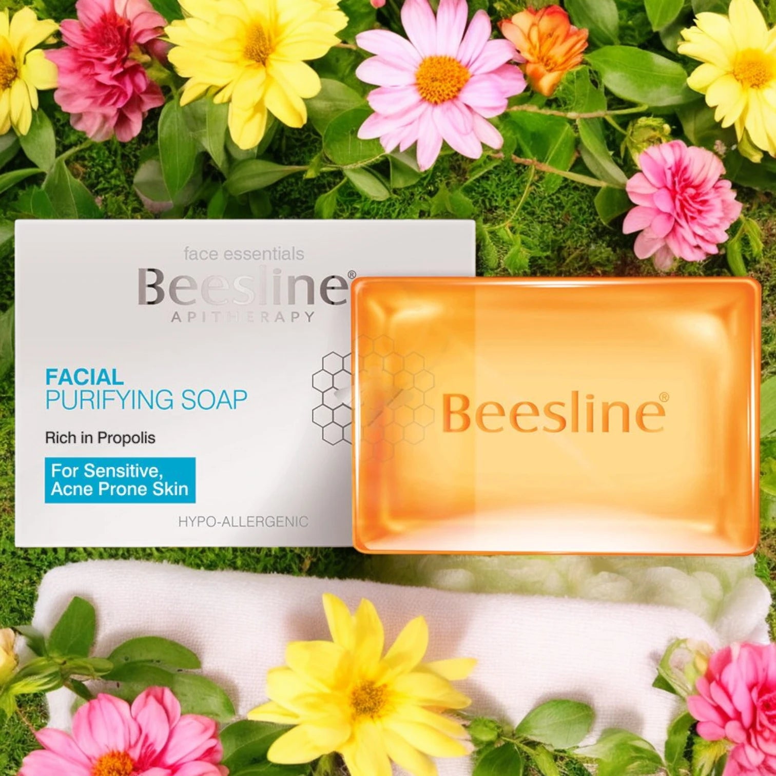 Beesline Facial Purifying Soap with Propolis & Activated Charcoal 85g – Deep Cleansing for Sensitive & Acne-Prone Skin – Hydrating & Balancing Formula - Damoo