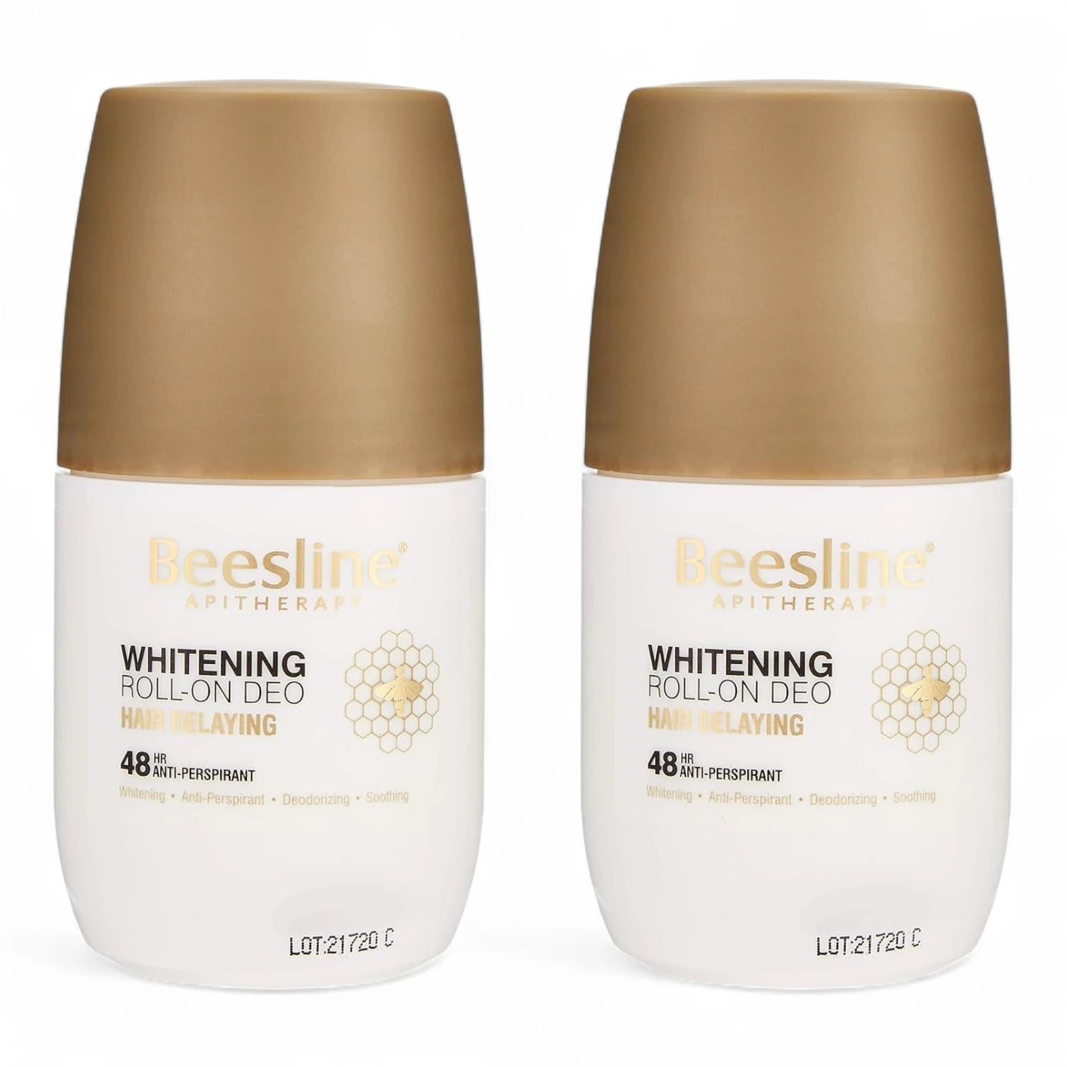 Beesline Hair Delaying Whitening Roll-On Deodorant 2 Pcs 50ml | 48H Protection, Natural Ingredients, Skin Brightening, Fresh Scent - Damoo