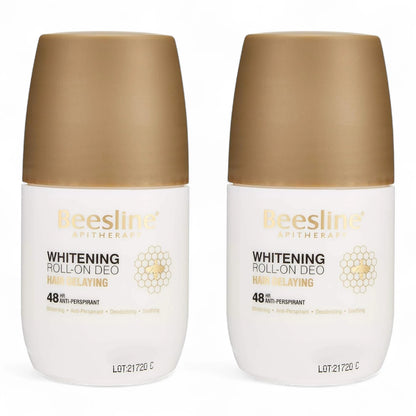 Beesline Hair Delaying Whitening Roll-On Deodorant 2 Pcs 50ml | 48H Protection, Natural Ingredients, Skin Brightening, Fresh Scent - Damoo