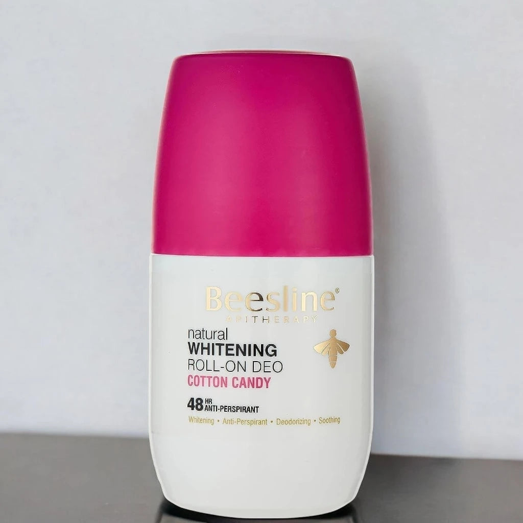 Beesline Natural Whitening Roll-On Deodorant – Cotton Candy, 50ml | 48H Antiperspirant for Sensitive Skin | Soothes, Moisturizes & Brightens Underarms | No Harsh Chemicals - Damoo