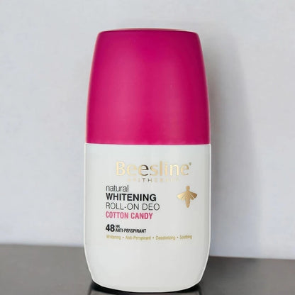 Beesline Natural Whitening Roll-On Deodorant – Cotton Candy, 50ml | 48H Antiperspirant for Sensitive Skin | Soothes, Moisturizes & Brightens Underarms | No Harsh Chemicals - Damoo