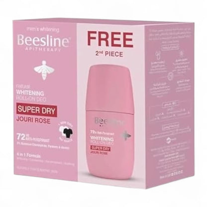 Beesline Natural Whitening Roll-On Deodorant Super Dry Jouri Rose 2 Pcs 50ml | Long-Lasting Odor & Sweat Protection | Natural Formula for Fresh, Smooth Underarms - Damoo