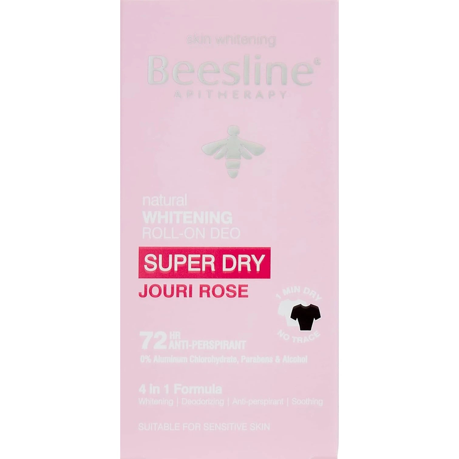 Beesline Natural Whitening Roll-On Deodorant Super Dry Jouri Rose 2 Pcs 50ml | Long-Lasting Odor & Sweat Protection | Natural Formula for Fresh, Smooth Underarms - Damoo
