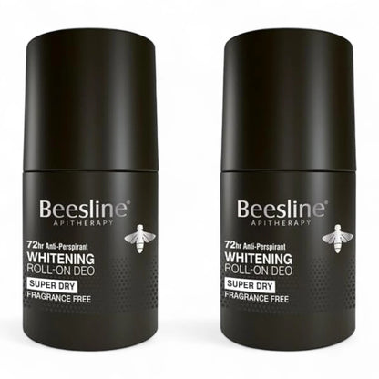 Beesline Roll-On Deodorant Super Dry Fragrance Free 2 Pcs 50ml – 72HR Antiperspirant, Even Skin Tone - Damoo