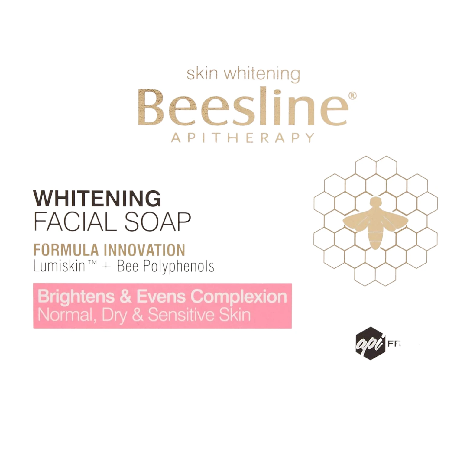 Beesline Whitening Facial Soap – With Lumiskin, Vitamin C & Bee Polyphenols – Brightening Cleanser for Sensitive, Normal & Dry Skin – 85g - Damoo