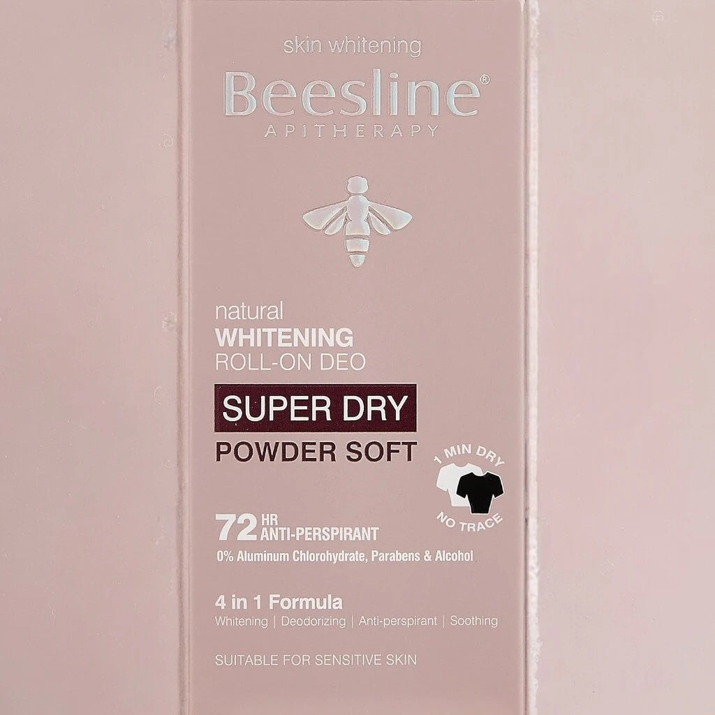 Beesline Whitening Roll-On Deo – Super Dry Powder Soft, 50ml | 72-Hour Anti-Perspirant Protection with Natural Whitening & Soothing Care | Alcohol & Paraben-Free, Sensitive Skin Safe - Damoo