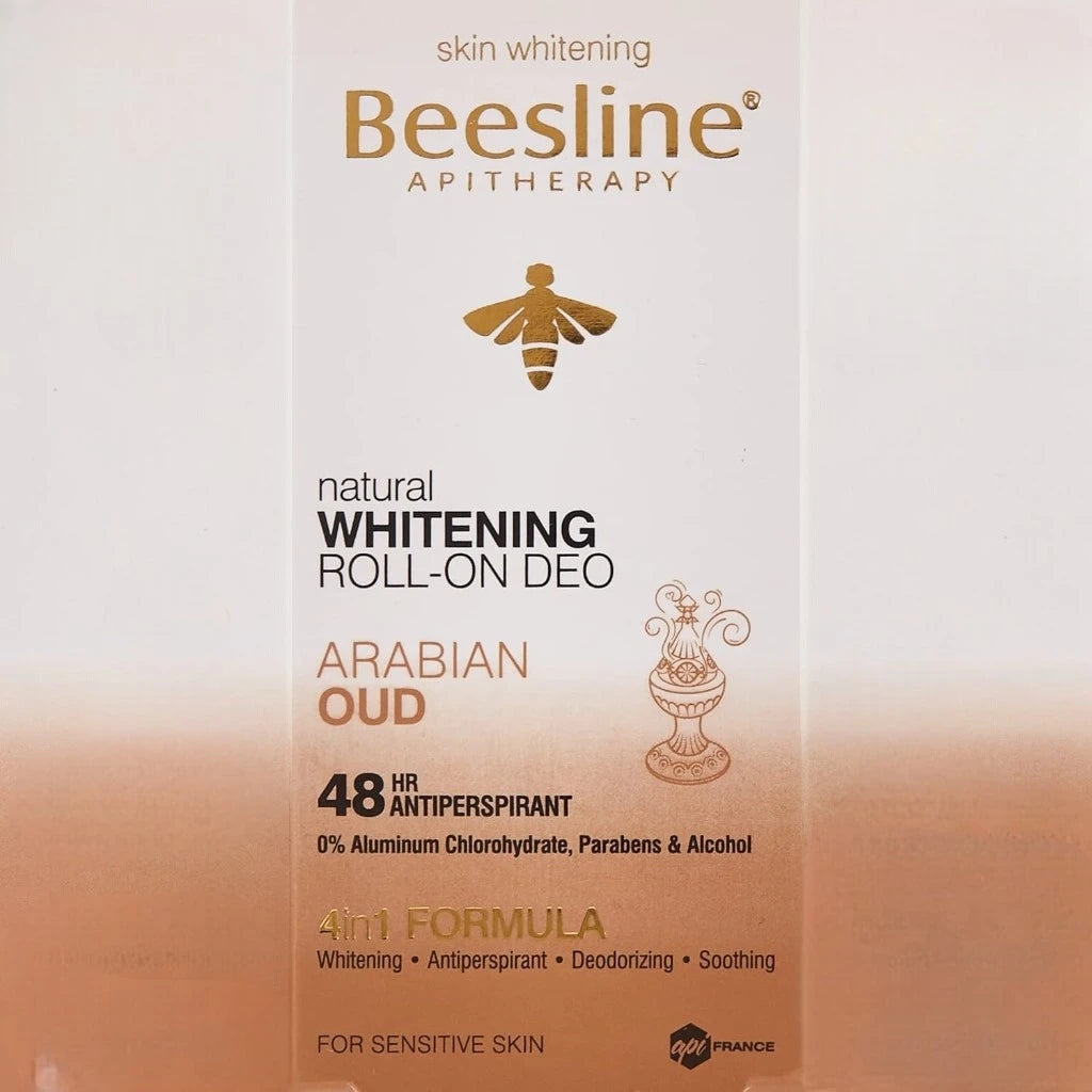 Beesline Whitening Roll-On Deodorant – Arabian Oud Scent, 50ml | 24H Anti-Perspirant Protection for Sensitive Skin | Natural Whitening, Alcohol-Free, Non-Sticky Formula - Damoo