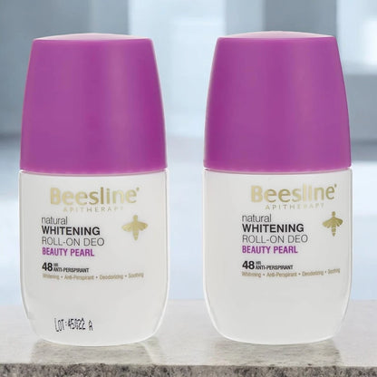 Beesline Whitening Roll-On Deodorant Beauty Pearl – 50ml (1+1 Free) | 48-Hour Anti-Perspirant with Skin Brightening, Odor Control & Teflose Technology – Alcohol & Ammonia Free - Damoo