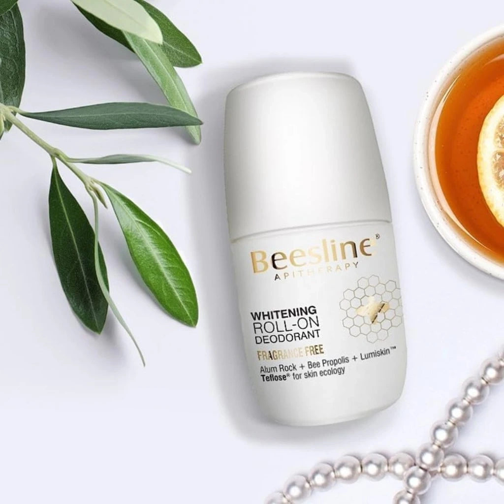 Beesline Whitening Roll-On Deodorant Fragrance-Free – 2x50ml (1+1 Free) | 48-Hour Antiperspirant Protection, Odor Control & Skin Brightening | Ammonia-Free & Gentle on Skin - Damoo