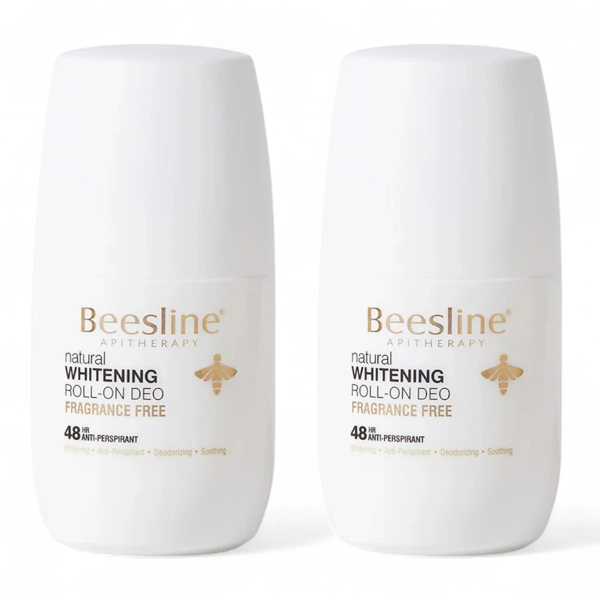 Beesline Whitening Roll-On Deodorant Fragrance-Free – 2x50ml (1+1 Free) | 48-Hour Antiperspirant Protection, Odor Control & Skin Brightening | Ammonia-Free & Gentle on Skin - Damoo