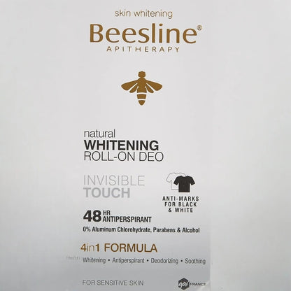 Beesline Whitening Roll-On Deodorant – Invisible Touch, 50ml | 48H Anti-Perspirant for Sensitive Skin | No White Marks, Soothing, Unisex Formula | Alcohol & Paraben-Free - Damoo