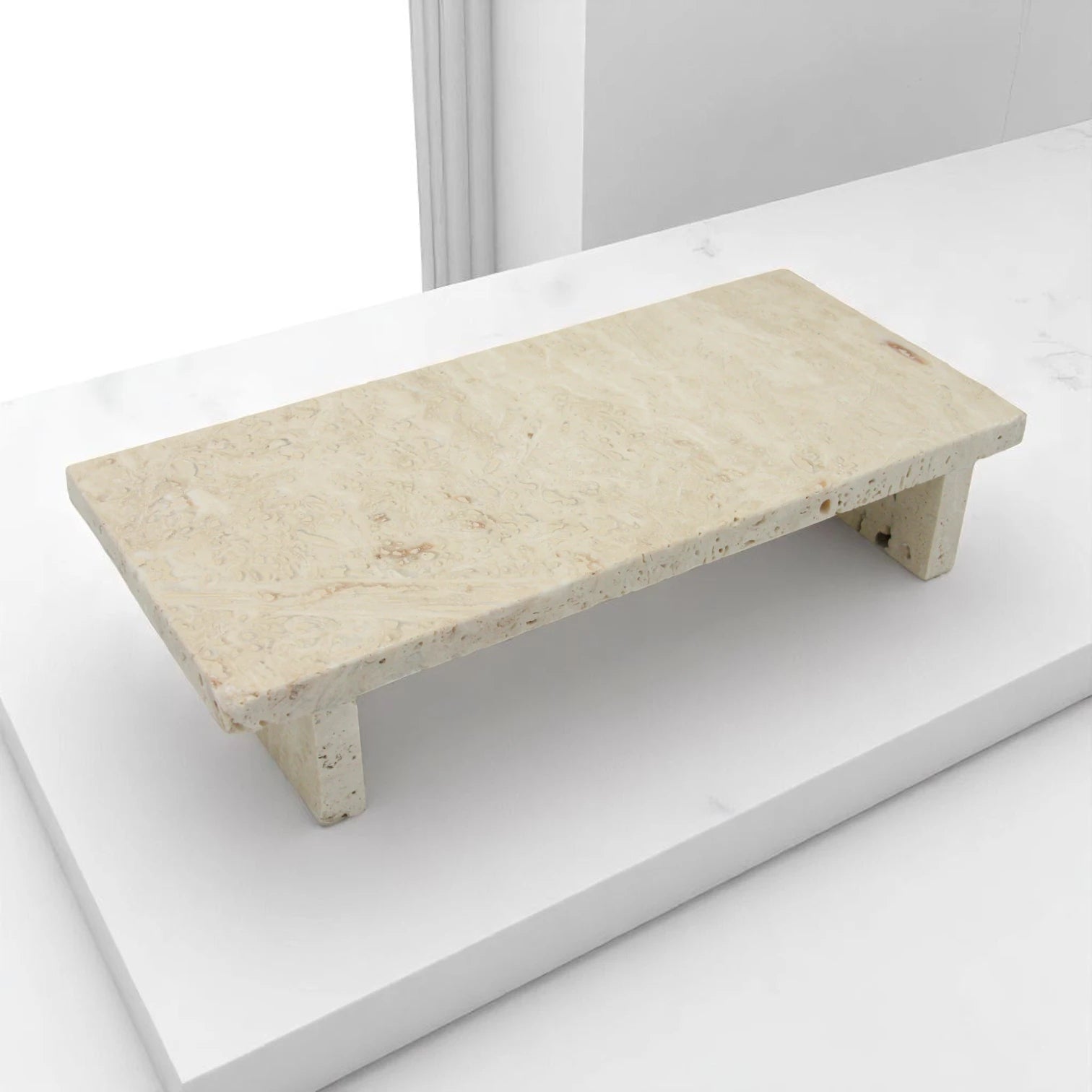Beige Marble Board with Legs – Decorative Serving Tray for Jewelry, Perfume, Food, and Home Display - Multipurpose Marble Tray - Damoo