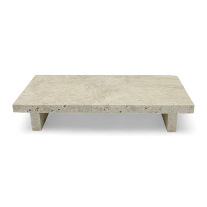 Beige Marble Decorative Serving Board with Small Legs – Tray for Kitchen, Vanity, Bathroom, or Living Room - Damoo