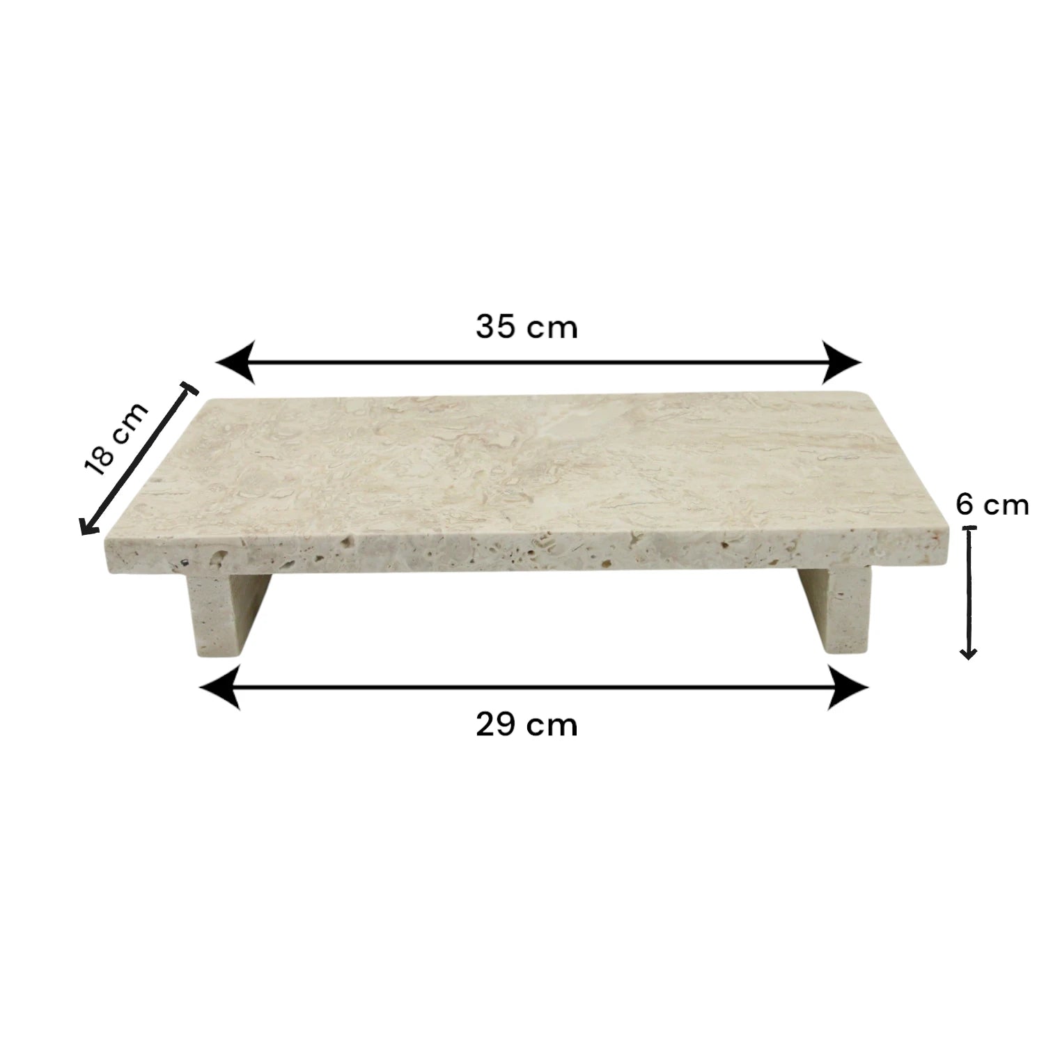 Beige Marble Decorative Serving Board with Small Legs – Tray for Kitchen, Vanity, Bathroom, or Living Room - Damoo