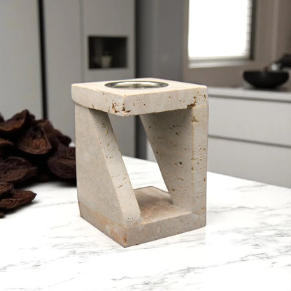 Beige Marble Incense Holder & Oud Burner – Elegant Circular Bakhoor Holder for Home, Office, Meditation, and Gifting - Damoo