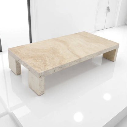 Beige Marble-Style Rectangular Tray on Legs – Modern Stone-Look Decorative Stand for Kitchen, Dining, Bathroom & Living Room - Multi-Purpose Display Board for Food, Storage & Styling - Damoo