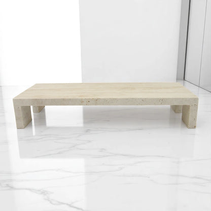 Beige Marble-Style Rectangular Tray with Legs – Modern Stone-Look Decorative Stand for Kitchen, Dining Table, Bathroom & Home Décor - Multi-Purpose Display Board for Food, Storage & Styling - Damoo