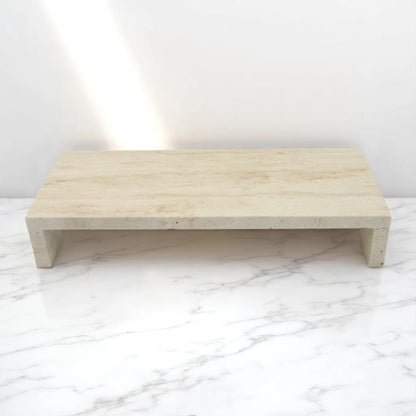 Beige Marble-Style Rectangular Tray with Legs – Modern Stone-Look Decorative Stand for Kitchen, Dining Table, Bathroom & Home Décor - Multi-Purpose Display Board for Food, Storage & Styling - Damoo