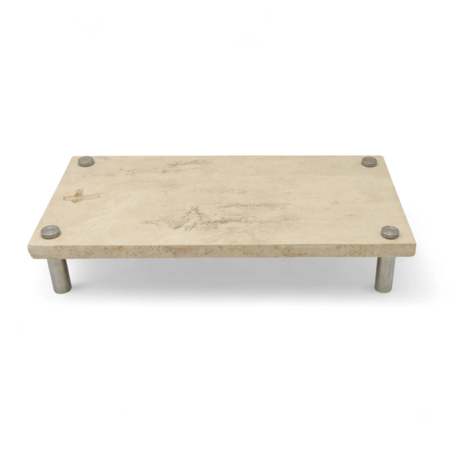 Beige Marble-Style Rectangular Tray with Steel Legs – Modern Stone-Look Display Stand for Kitchen, Dining Table, Bathroom & Living Room - Multi-Purpose Decorative Board for Food, Storage & Home Styling - Damoo