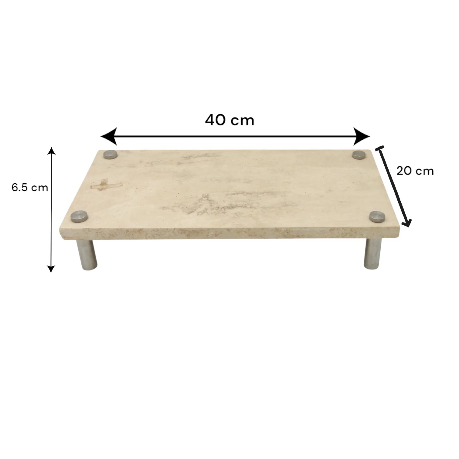 Beige Marble-Style Rectangular Tray with Steel Legs – Modern Stone-Look Display Stand for Kitchen, Dining Table, Bathroom & Living Room - Multi-Purpose Decorative Board for Food, Storage & Home Styling - Damoo