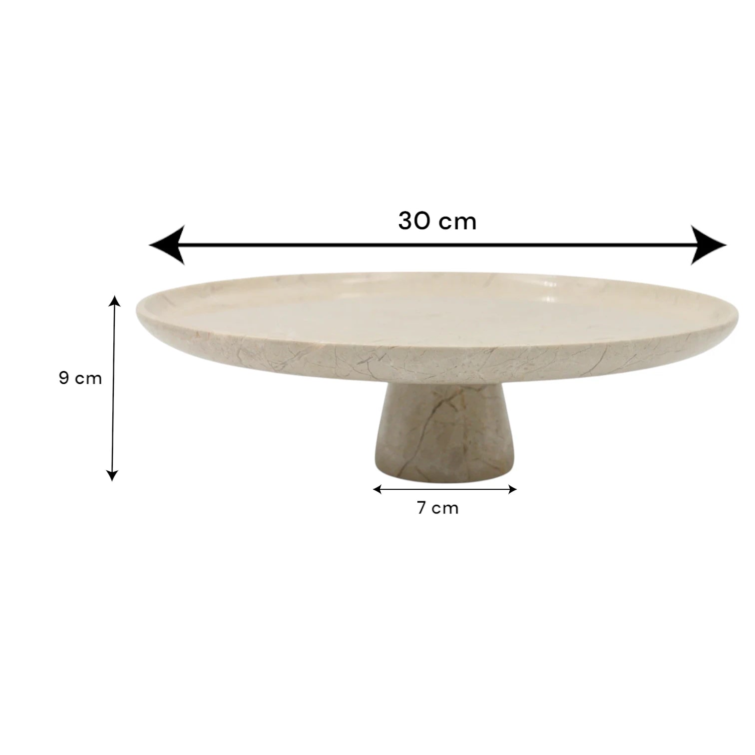 Beige Marble-Style Round Serving Plate on Stand – Modern Stone-Look Display Tray for Kitchen, Dining Table & Living Room - Elegant Multi-Purpose Pedestal Platter for Food or Décor - Damoo