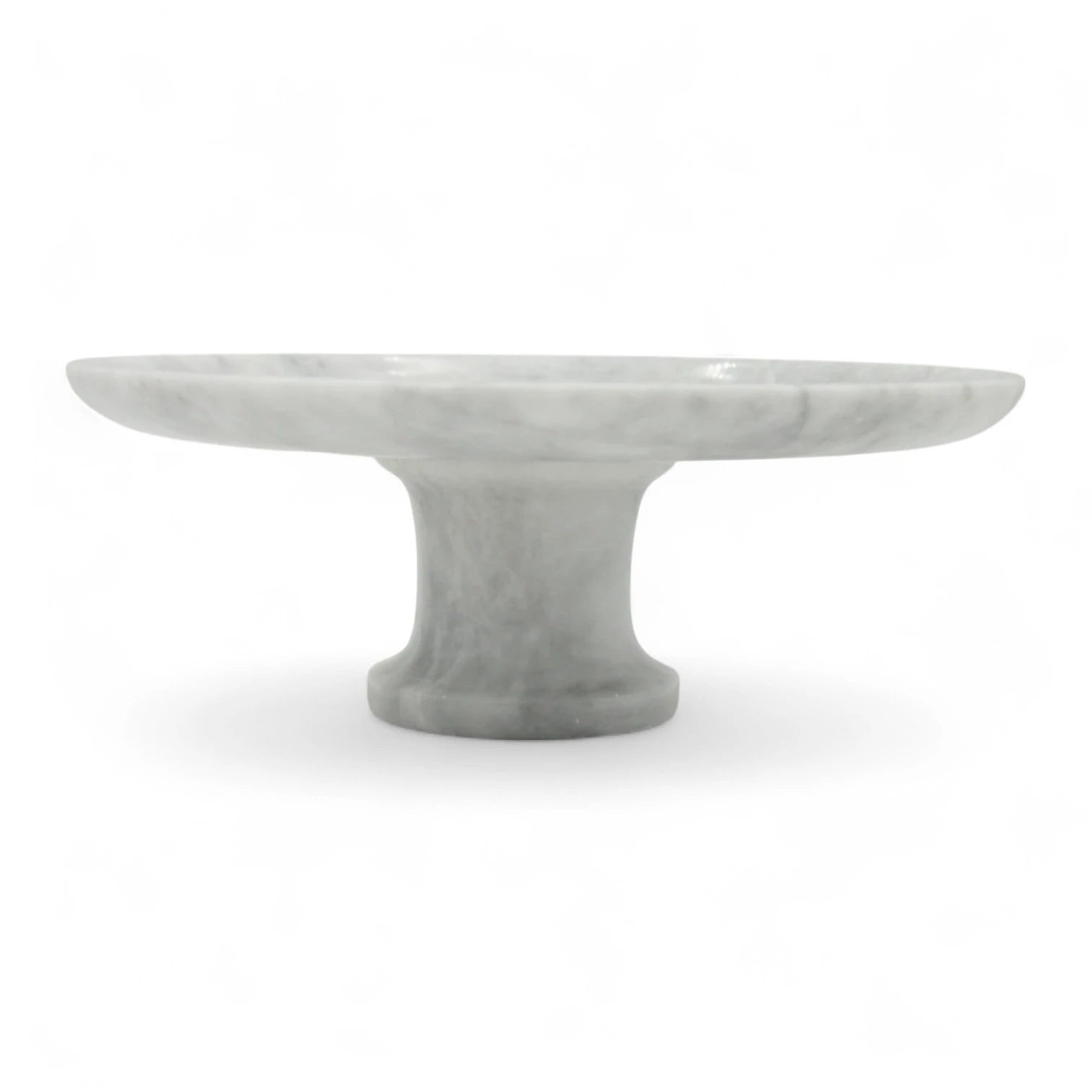 Beige Marble-Style Round Serving Plate on Stand – Modern Stone-Look Display Tray for Kitchen, Dining Table & Living Room - Elegant Multi-Purpose Pedestal Platter for Food or Décor - Damoo