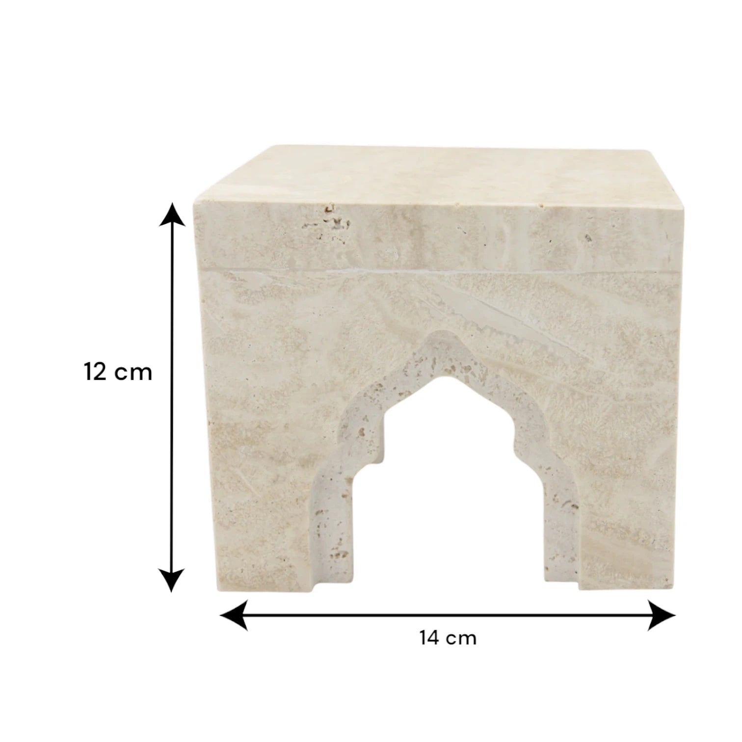 Beige Marble-Style Stand with Middle Eastern Design – Authentic Traditional Decorative Pedestal for Tabletop Display - Elegant Multi-Purpose Accent Tray for Home Décor - Damoo