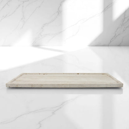 Beige Marble Travertine Tray Board – Natural Stone Cutting, Chopping, Baking & Display Board - Elegant Multi-Use Kitchen & Decor Piece by Damoo - Damoo