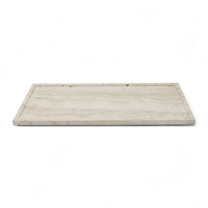 Beige Marble Travertine Tray Board – Natural Stone Cutting, Chopping, Baking & Display Board - Elegant Multi-Use Kitchen & Decor Piece by Damoo - Damoo