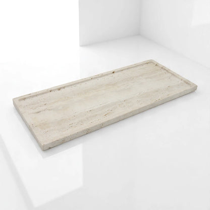 Beige Marble Travertine Tray Board – Natural Stone Cutting, Chopping, Baking & Display Board - Elegant Multi-Use Kitchen & Decor Piece by Damoo - Damoo