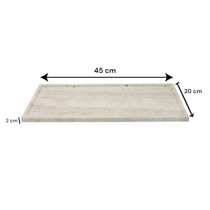 Beige Marble Travertine Tray Board – Natural Stone Cutting, Chopping, Baking & Display Board - Elegant Multi-Use Kitchen & Decor Piece by Damoo - Damoo