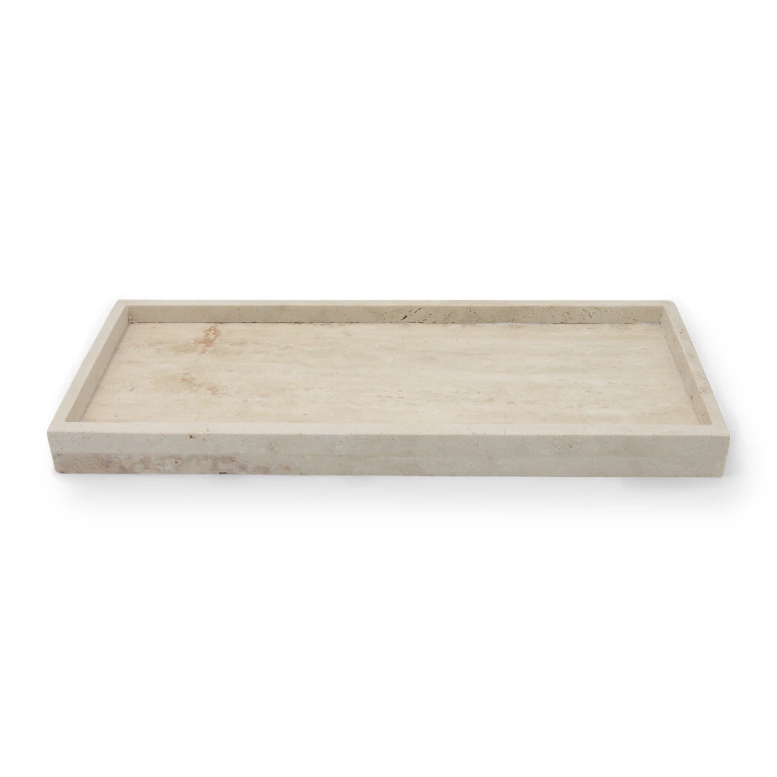 Beige Marble Tray with Edge – Natural Stone Vanity Tray for Bathroom, Kitchen, Coffee Table, Jewelry, and Makeup - Decorative & Functional Countertop Organizer by Damoo - Damoo