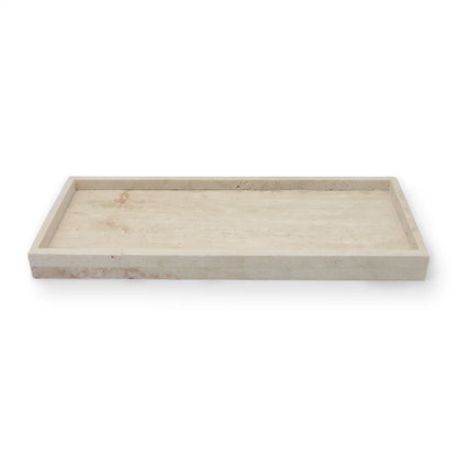 Beige Marble Tray with Edge – Natural Stone Vanity Tray for Bathroom, Kitchen, Coffee Table, Jewelry, and Makeup - Decorative & Functional Countertop Organizer by Damoo - Damoo