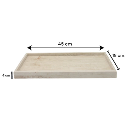 Beige Marble Tray with Edge – Natural Stone Vanity Tray for Bathroom, Kitchen, Coffee Table, Jewelry, and Makeup - Decorative & Functional Countertop Organizer by Damoo - Damoo