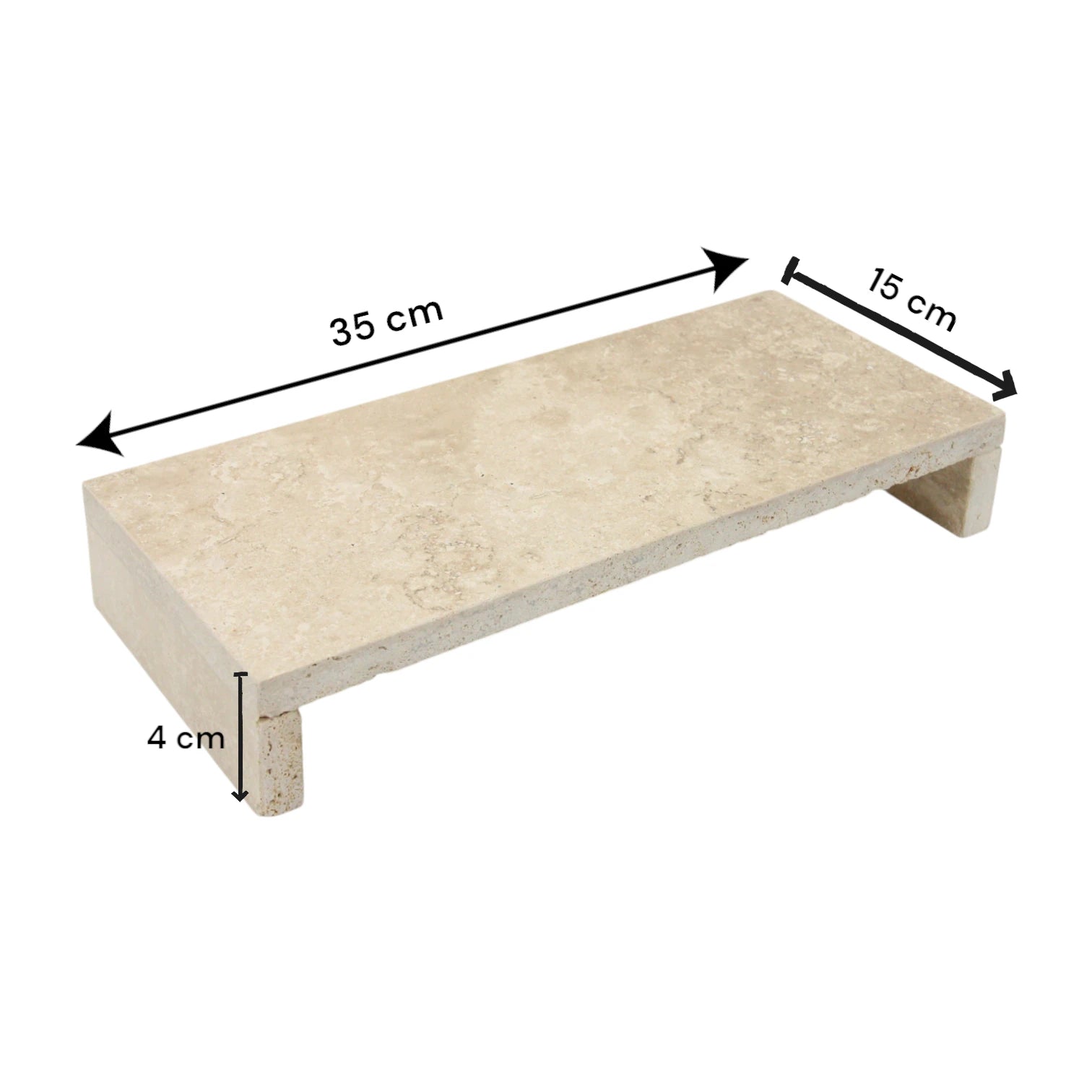 Beige Marble Tray with Legs | 35x15x4cm Multi-Purpose Stone Board for Décor, Jewelry & Food Display - Damoo