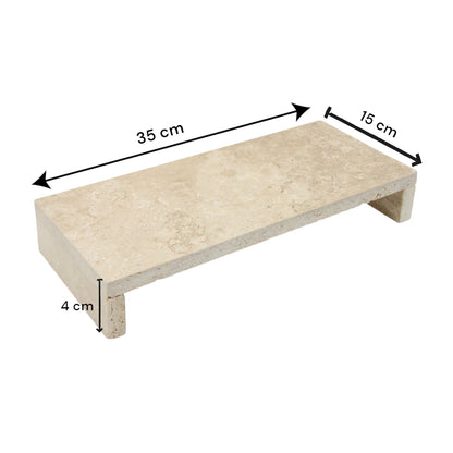 Beige Marble Tray with Legs | 35x15x4cm Multi-Purpose Stone Board for Décor, Jewelry & Food Display - Damoo