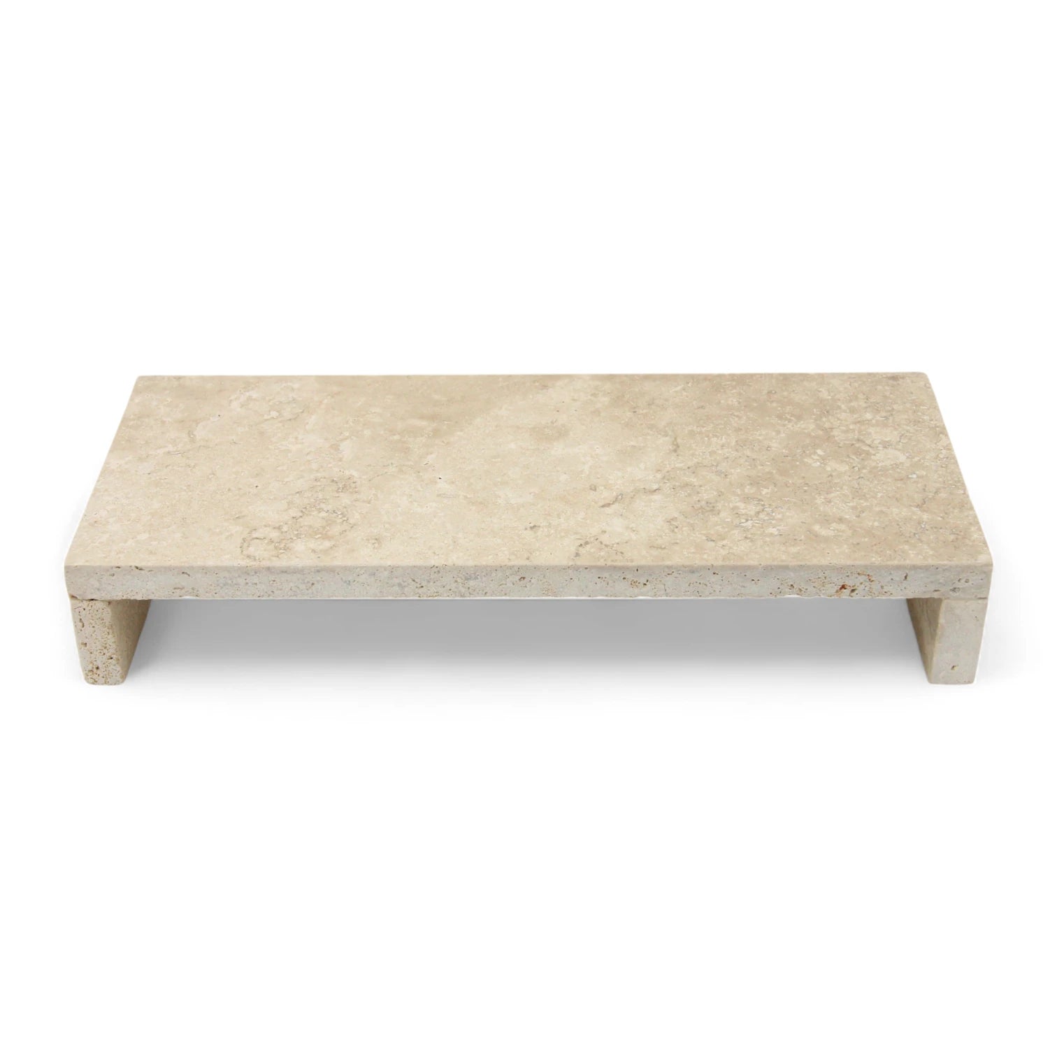 Beige Marble Tray with Legs | 35x15x4cm Multi-Purpose Stone Board for Décor, Jewelry & Food Display - Damoo