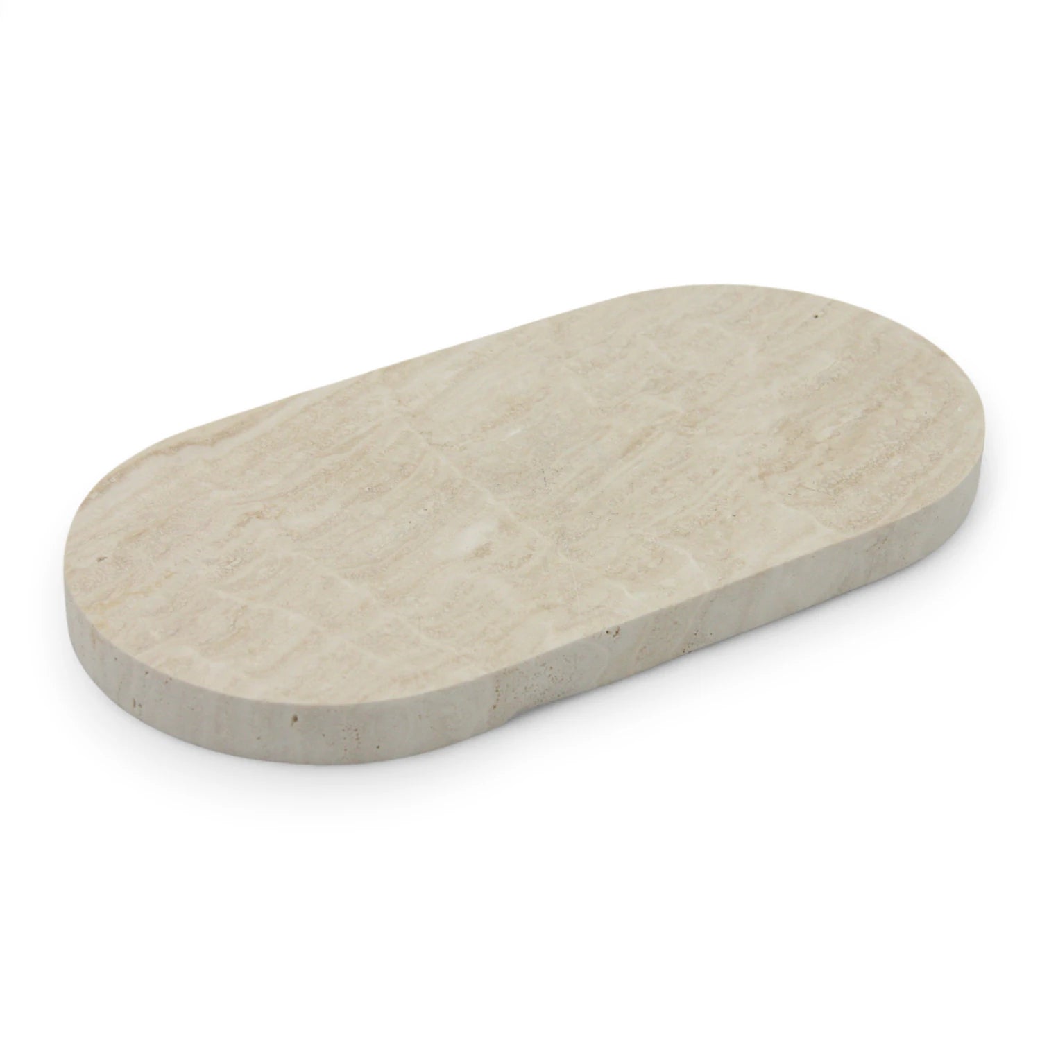 Beige Oval Marble Decorative Tray | Elegant Organizer for Jewelry, Candles, Bathroom & Kitchen Essentials - Damoo