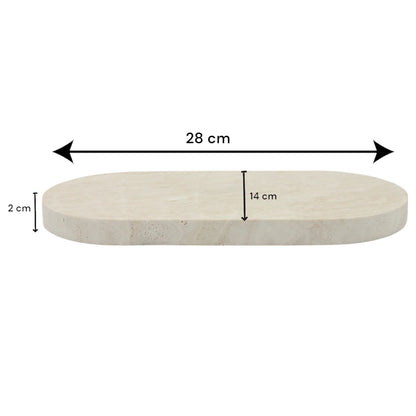 Beige Oval Marble Decorative Tray | Elegant Organizer for Jewelry, Candles, Bathroom & Kitchen Essentials - Damoo