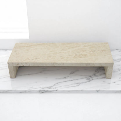 Beige Rectangular Marble Board with Legs - Elegant Stone Tray for Décor, Organization & Serving - Damoo