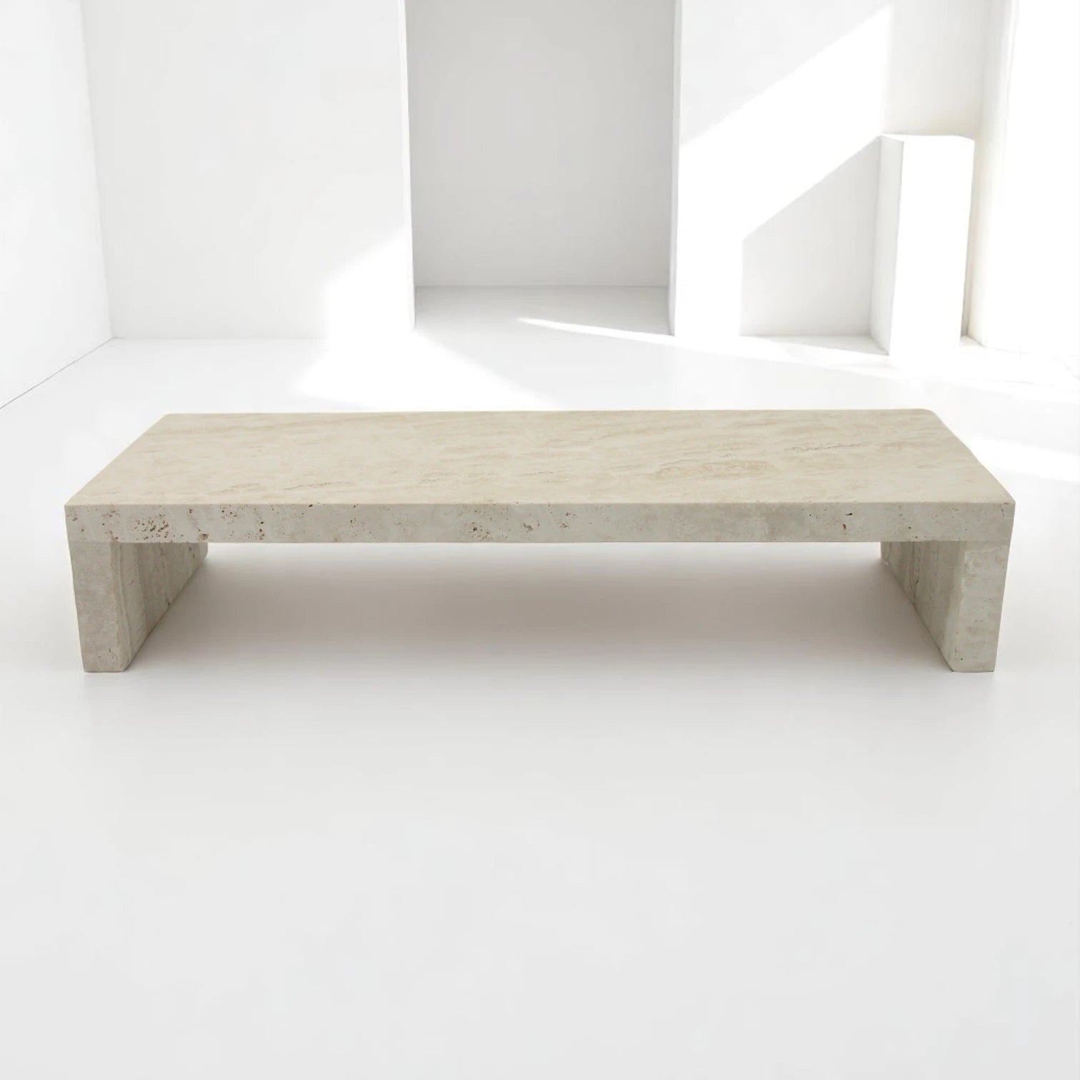 Beige Rectangular Marble Board with Legs - Elegant Stone Tray for Décor, Organization & Serving - Damoo