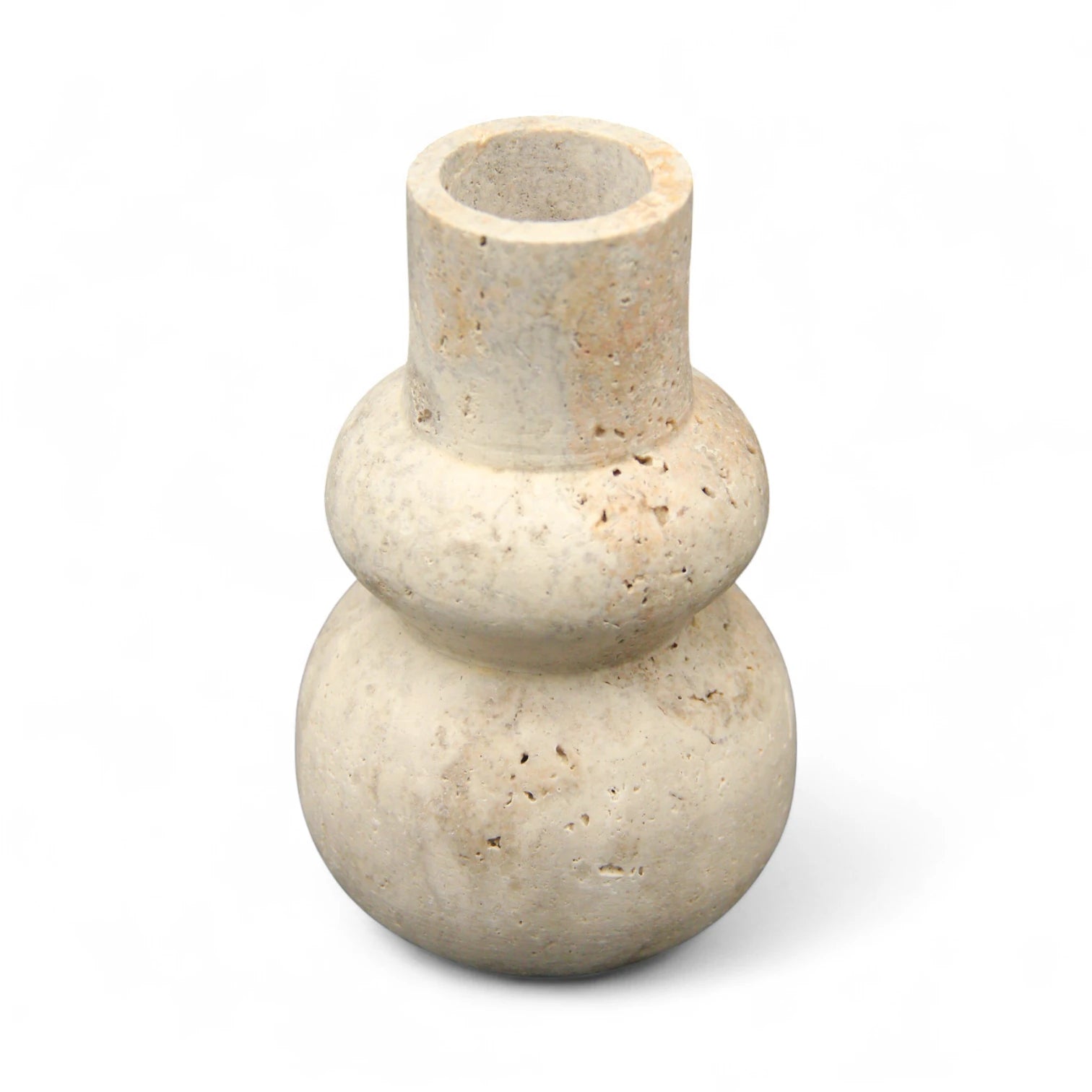 Beige Tall Travertine Flower Vase – Elegant Natural Stone Vase for Home Décor, Dining Table Centerpieces & Living Room Accents - Damoo