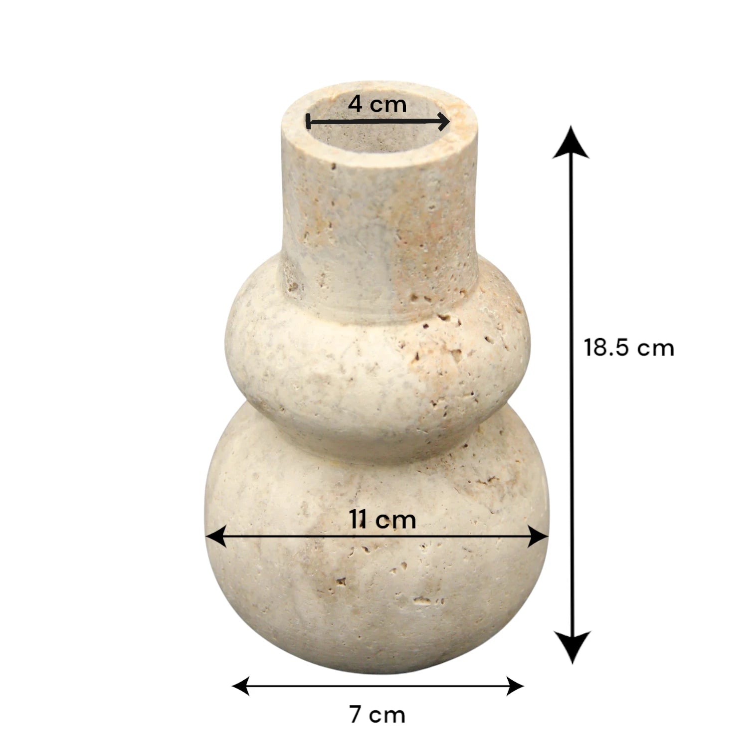 Beige Tall Travertine Flower Vase – Elegant Natural Stone Vase for Home Décor, Dining Table Centerpieces & Living Room Accents - Damoo